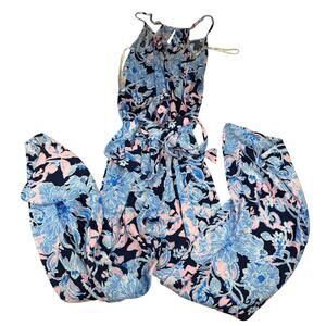 Lilly Pulitzer Dusk Floral Jumpsuit XS Navy Blue Pink